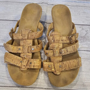Vionic Women's •Size 10• Radia Cork Leather Wedge Casual Sandal Tan Comfortable